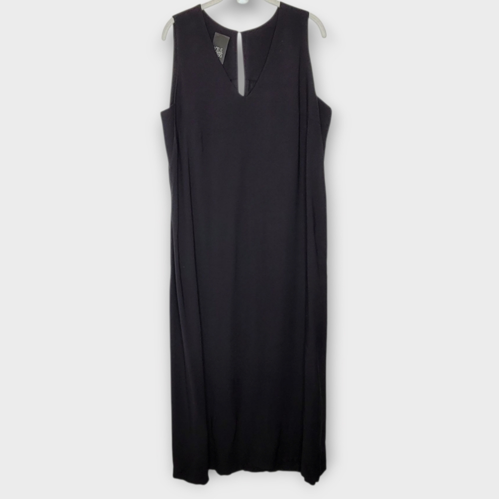 Lotus Eaters Sleeveless Maxi Vneck Dress L Black Minimalist Lagenlook
